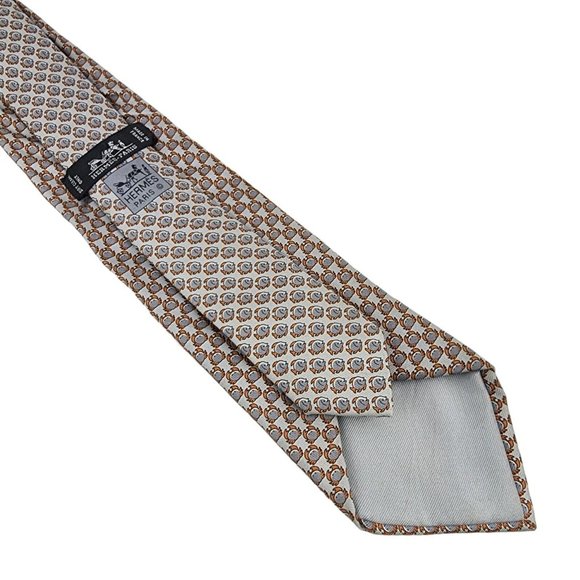 Vintage Hermes Crap Print Silk Necktie Width 3" - Picture 2 of 5